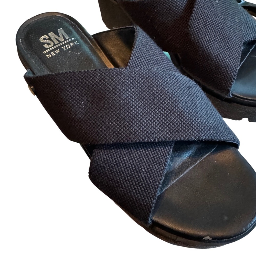 SM New York Stacy Platform Sandals 8 Black Crisscross Lug Sole Grunge Goth - Picture 5 of 10